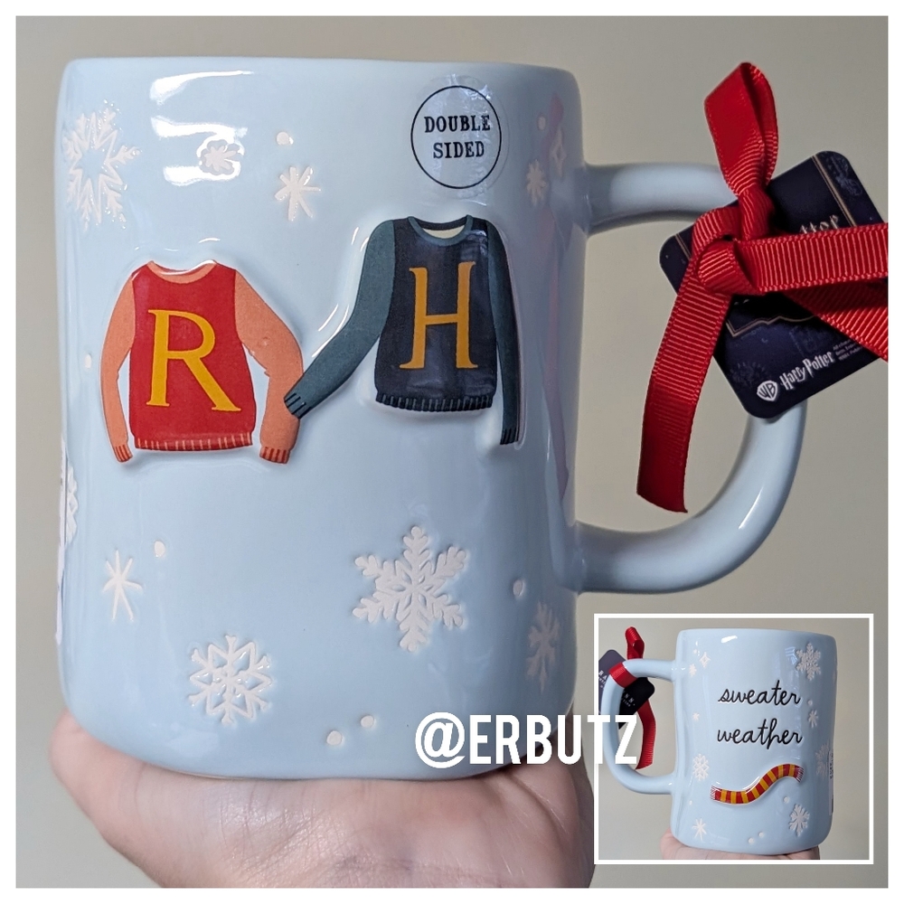 Rae Dunn x Harry Potter SWEATER WEATHER Harry & Ron Sweater Mug,Snowflake Design